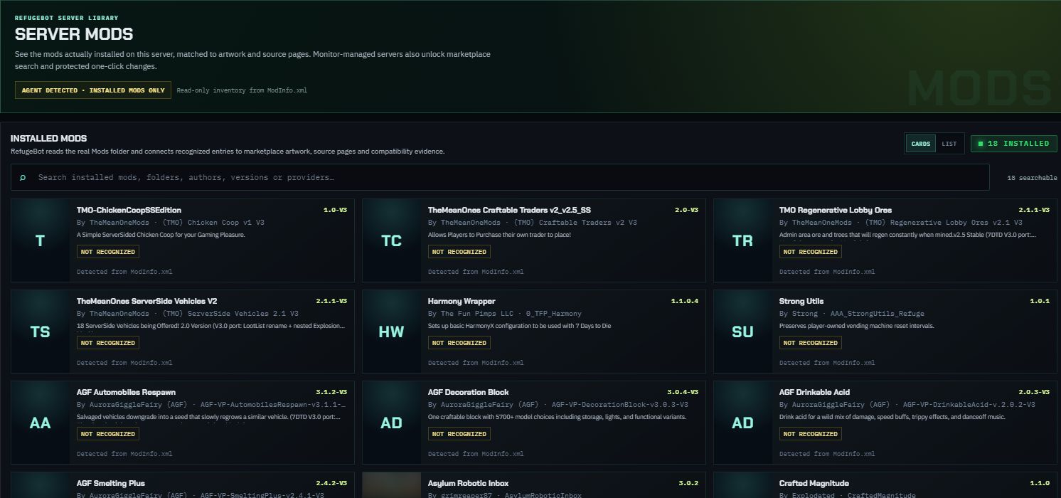 Sanitized RefugeBot installed mod inventory