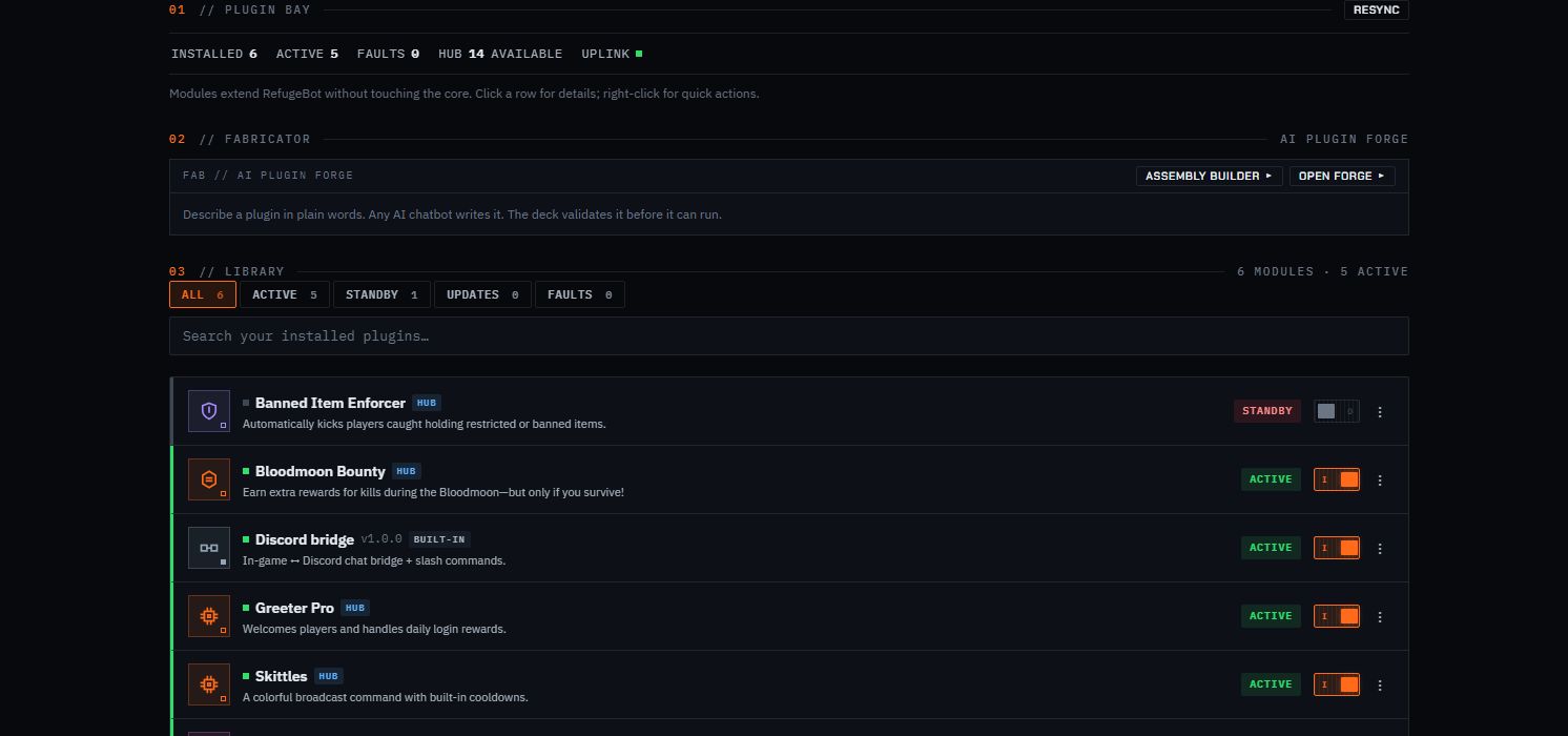 Sanitized RefugeBot Plugin Bay with module status